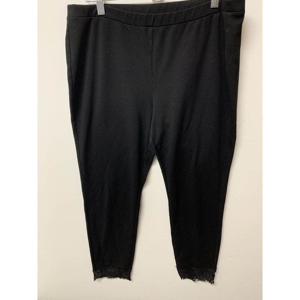 Michael Kors Women's Black Leggings W/lace Edges Sz XL EUC